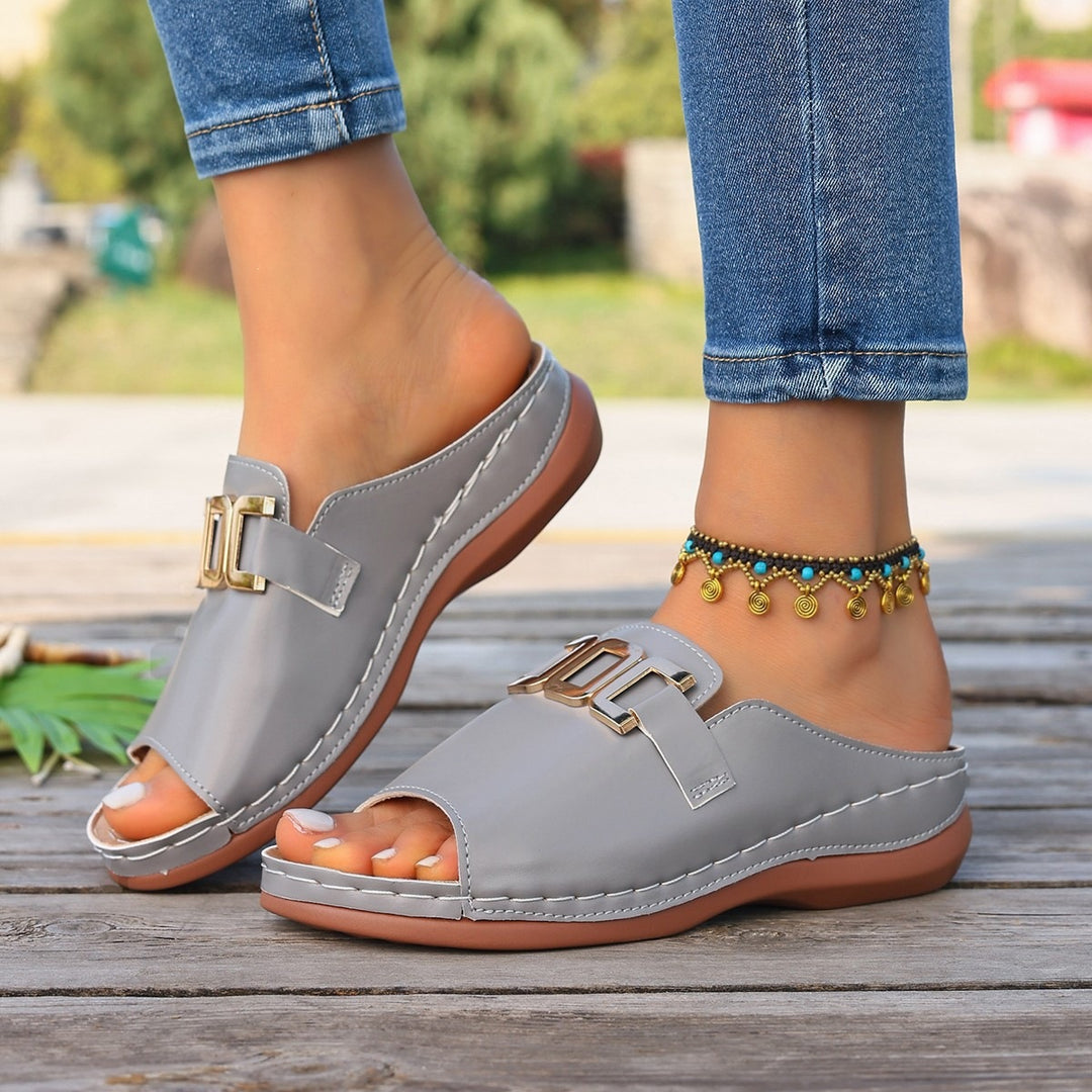 Damen Komfortable Mules mit eleganten Schnallenakzenten EB