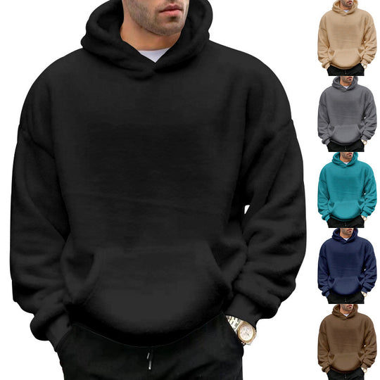 Unisex nan kuscheliger Teddy-Fleece Hoodie mit überlanger Passform und Kängurutasche EB