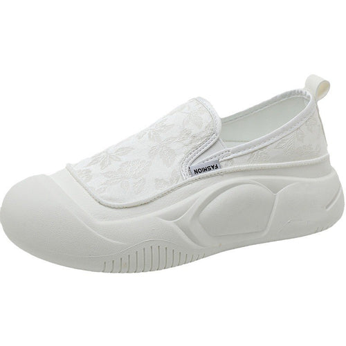 Damen Slip-On Sneakers mit floralem Design und rutschfester Sohle EB