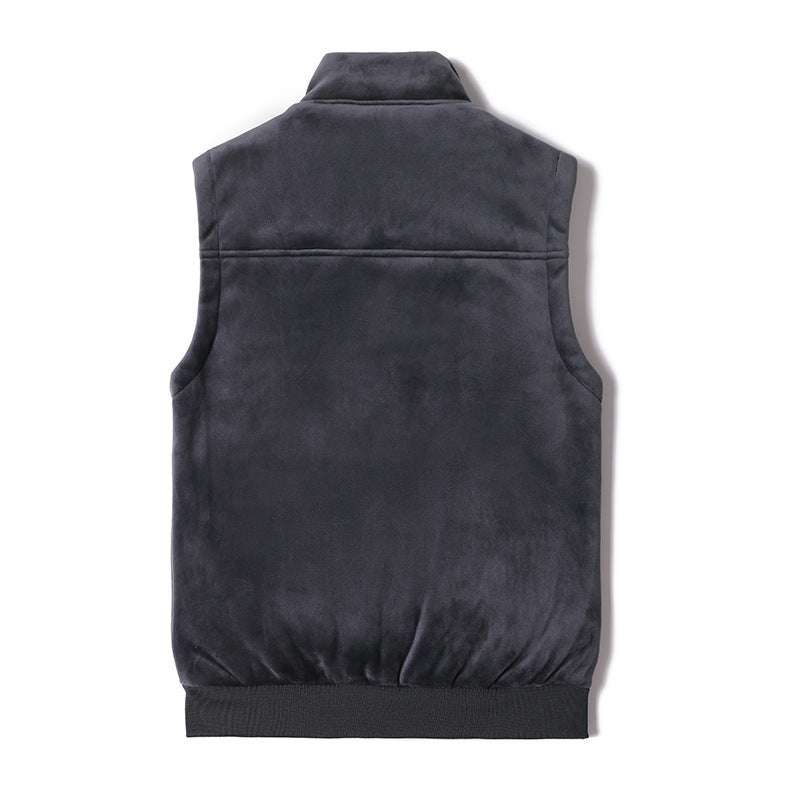 Herren Samtige Thermo-Fleeceweste mit Teddyfutter und Stehkragen EB