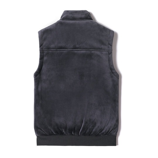 Herren Samtige Thermo-Fleeceweste mit Teddyfutter und Stehkragen EB