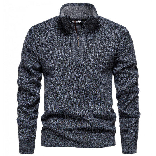 Herren Hochwertiger Pullover mit Stehkragen und Reißverschluss EB