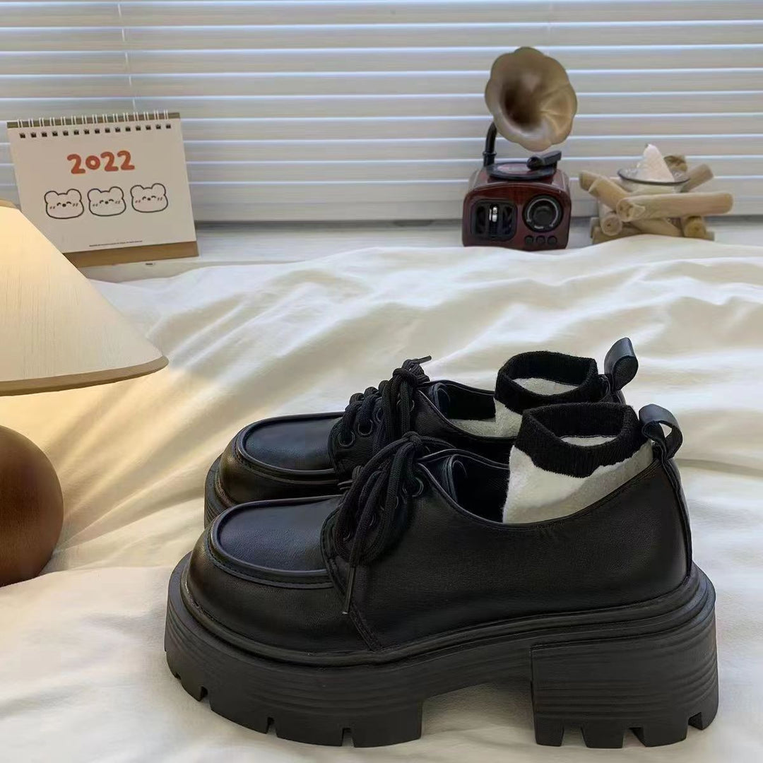 Damen Elegante und bequeme Schnürschuhe mit dickem Plateau und Innenfutter EB