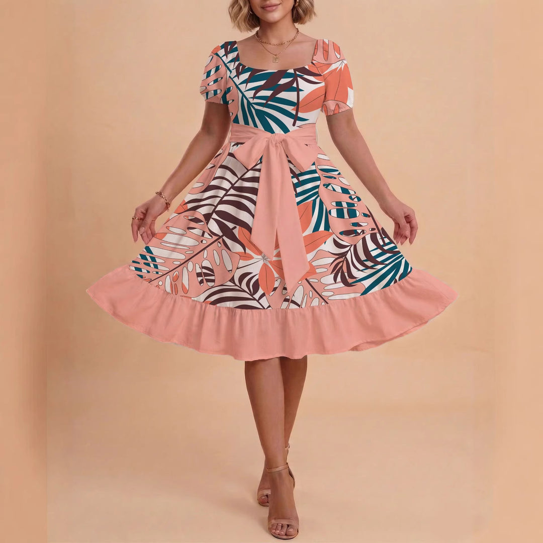 Damen Midikleid mit verspieltem Druck und tailliertem Schnitt EB
