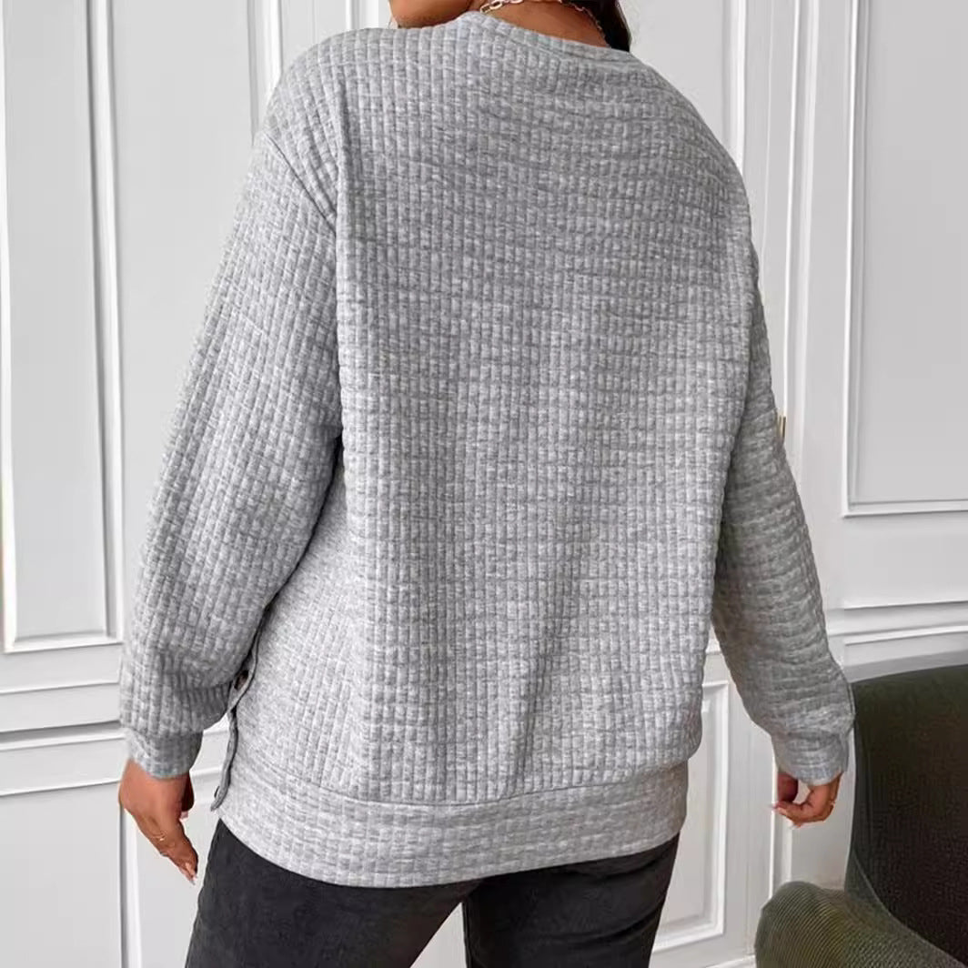 Damen lässiger Sweatshirt mit strukturiertem Design EB