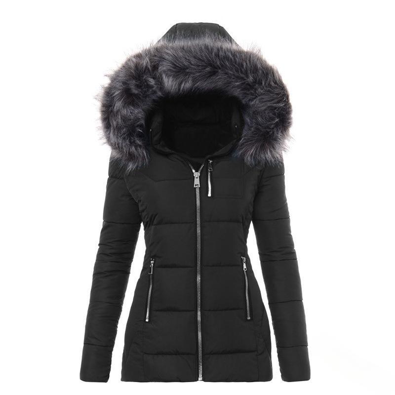 Damen Winterjacke mit abnehmbarem Kunstpelzkragen EB