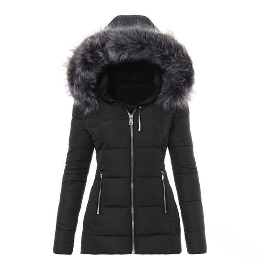 Damen Winterjacke mit abnehmbarem Kunstpelzkragen EB