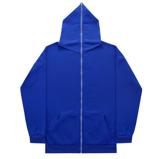 Unisex nan minimalistisch strukturierter Kapuzenzipper mit spitzer Kapuze, Kängurutasche und verstärkten Bündchen EB