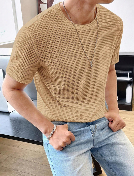 Herren lässiges Struktur-T-Shirt aus atmungsaktivem Material EB