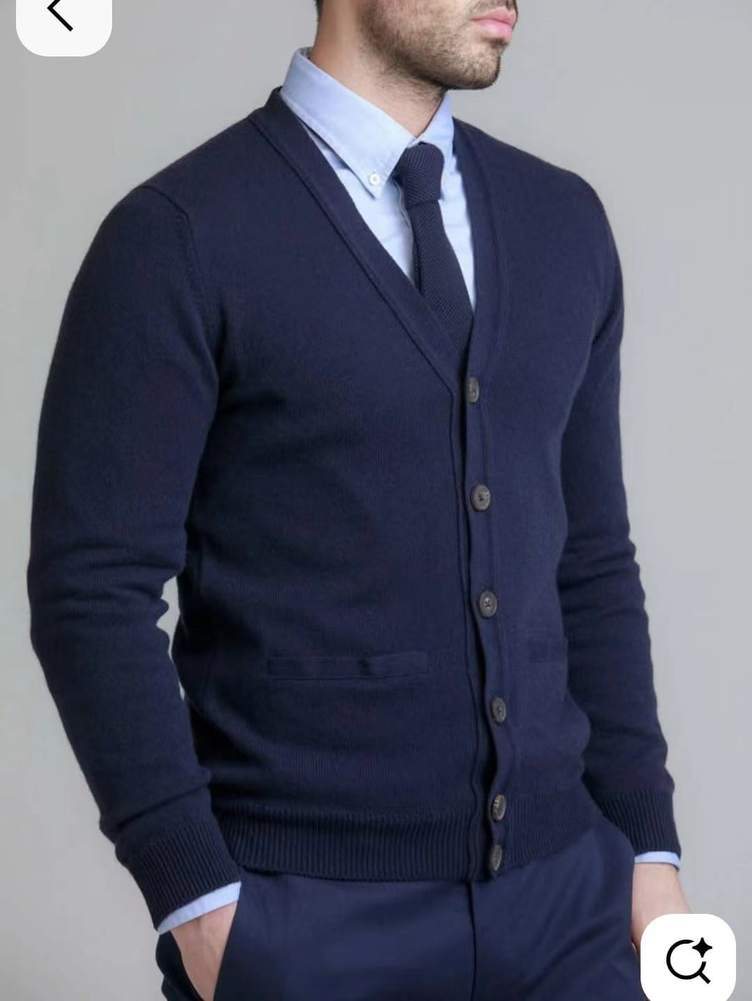 Herren nan Feinstrick V-Ausschnitt Cardigan mit Knopfleiste und Eingrifftaschen EB