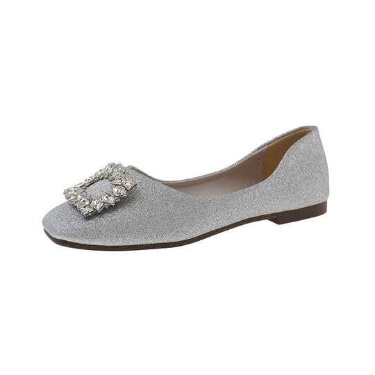 Damen funkelnde Ballerinas mit zierlichem Schmuckdetail EB