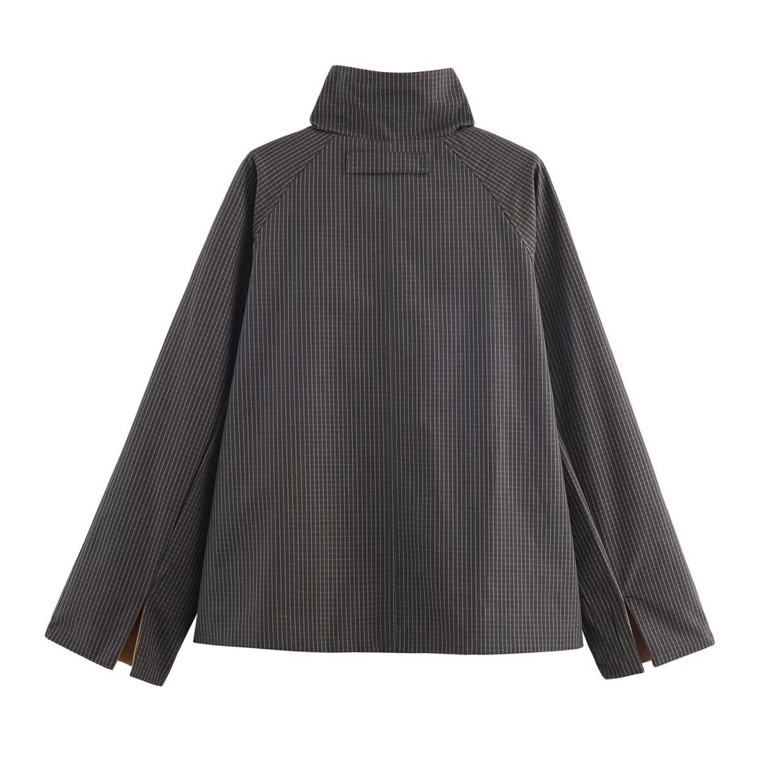 Damen urbane Oversized-Jacke mit hohem Kragen EB