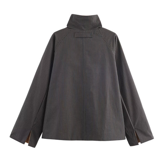 Damen urbane Oversized-Jacke mit hohem Kragen EB