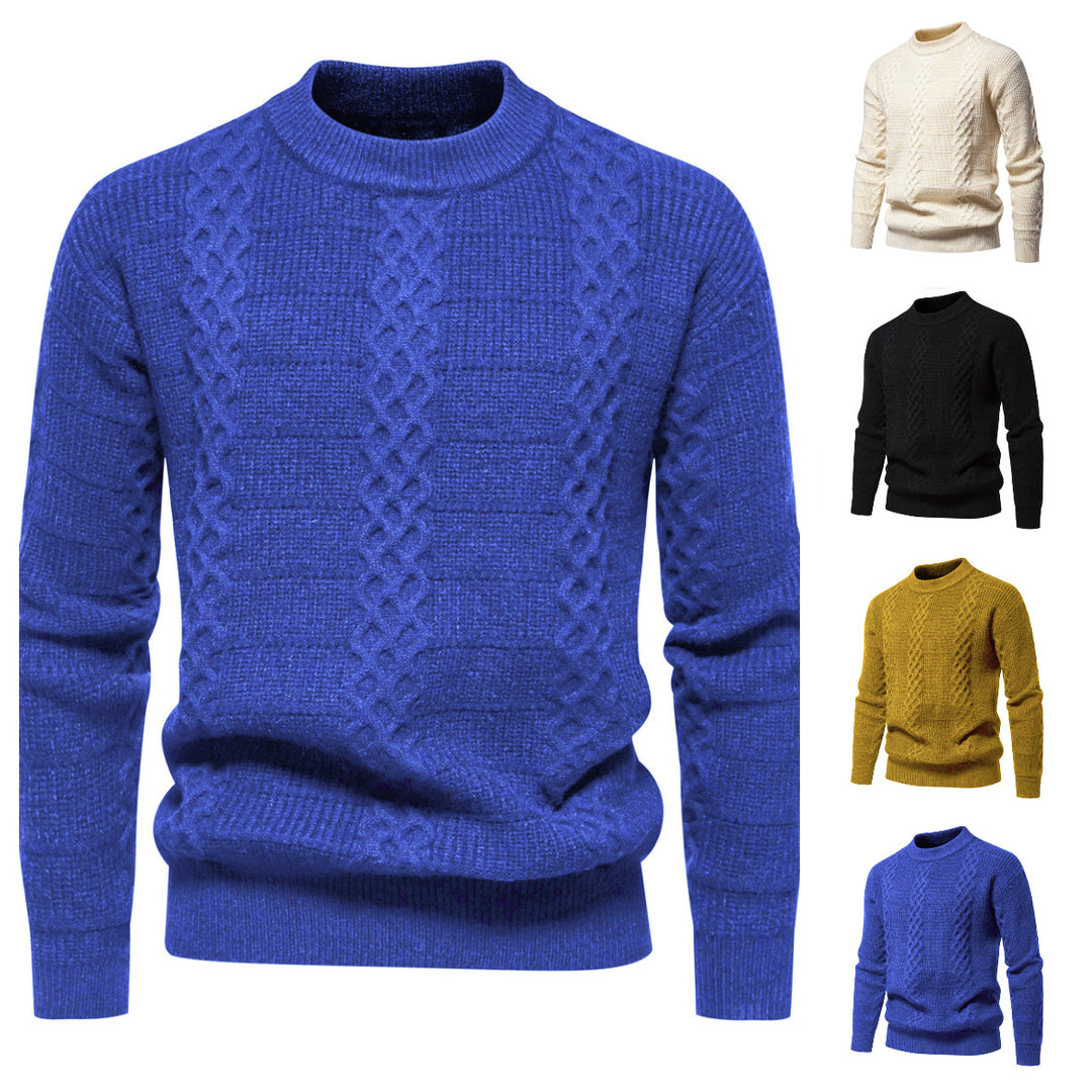 Herren Strukturierter Strickpullover mit hohem Kragen EB