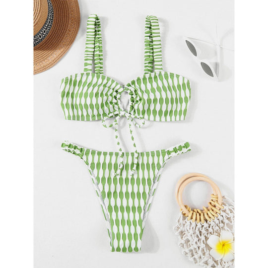 Damen Triangel-Bikini mit modischem Wickel-Design und verstellbaren Trägern EB