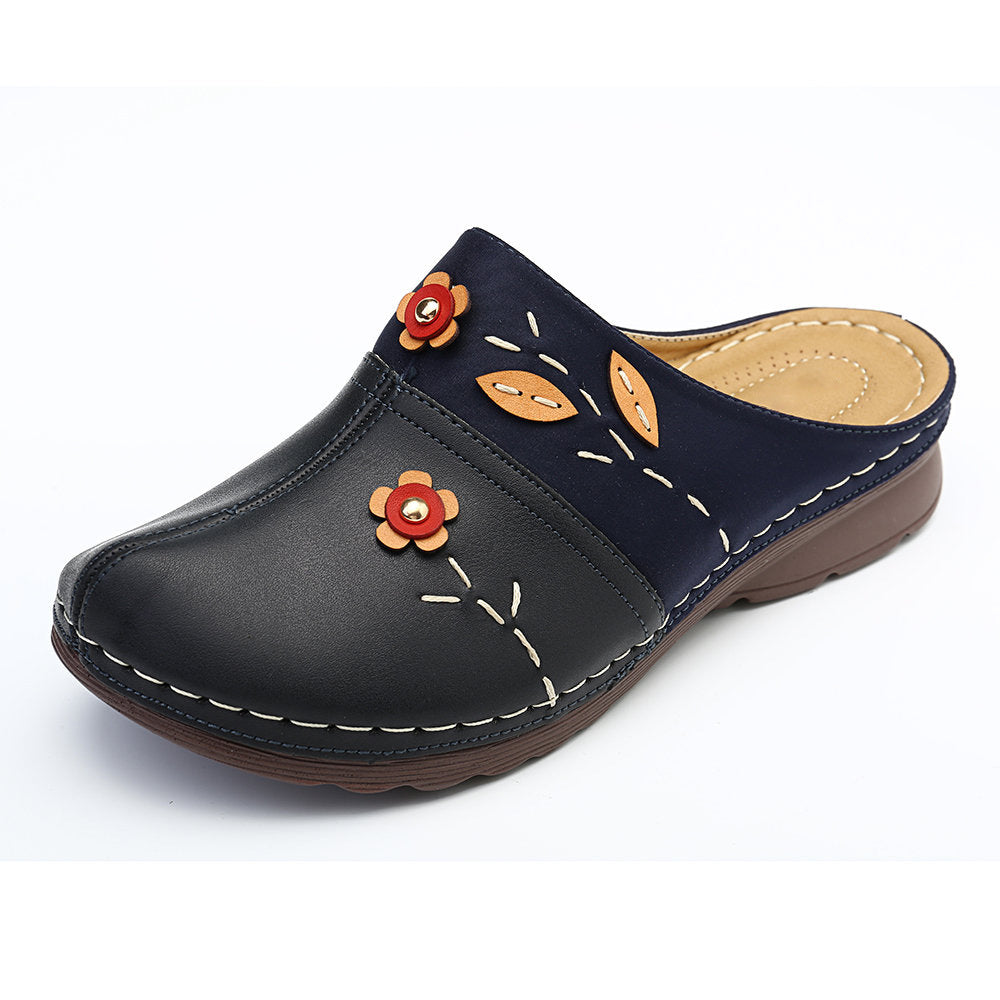 Damen Clogs mit floralem Applikationsdesign und rutschfester Sohle EB