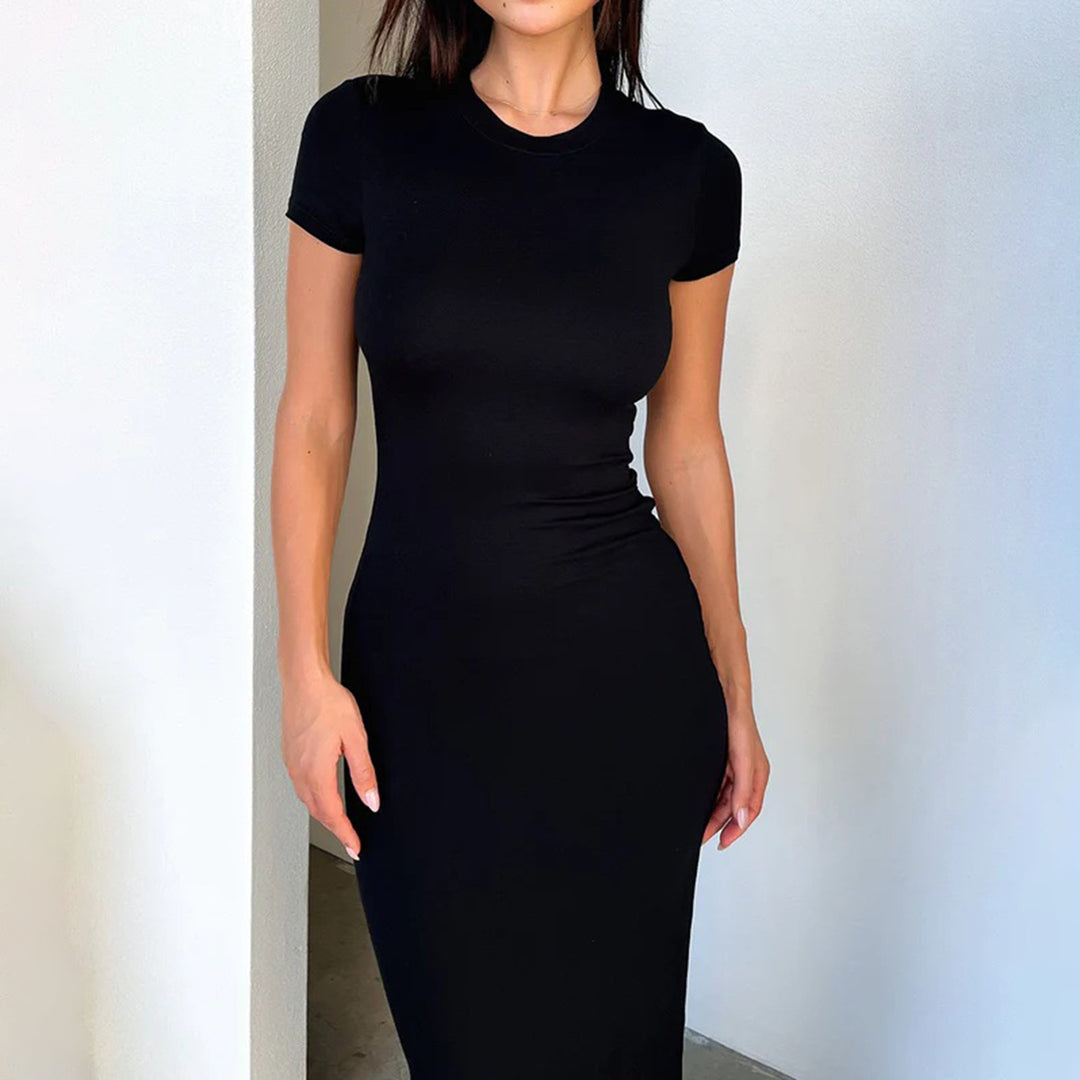 Damen Figurbetontes Maxikleid mit kurzen Ärmeln EB