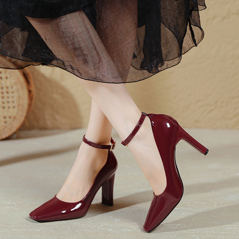 Damen Hochwertige Slingback-Pumps mit elegantem Blockabsatz und modischem Riemen EB
