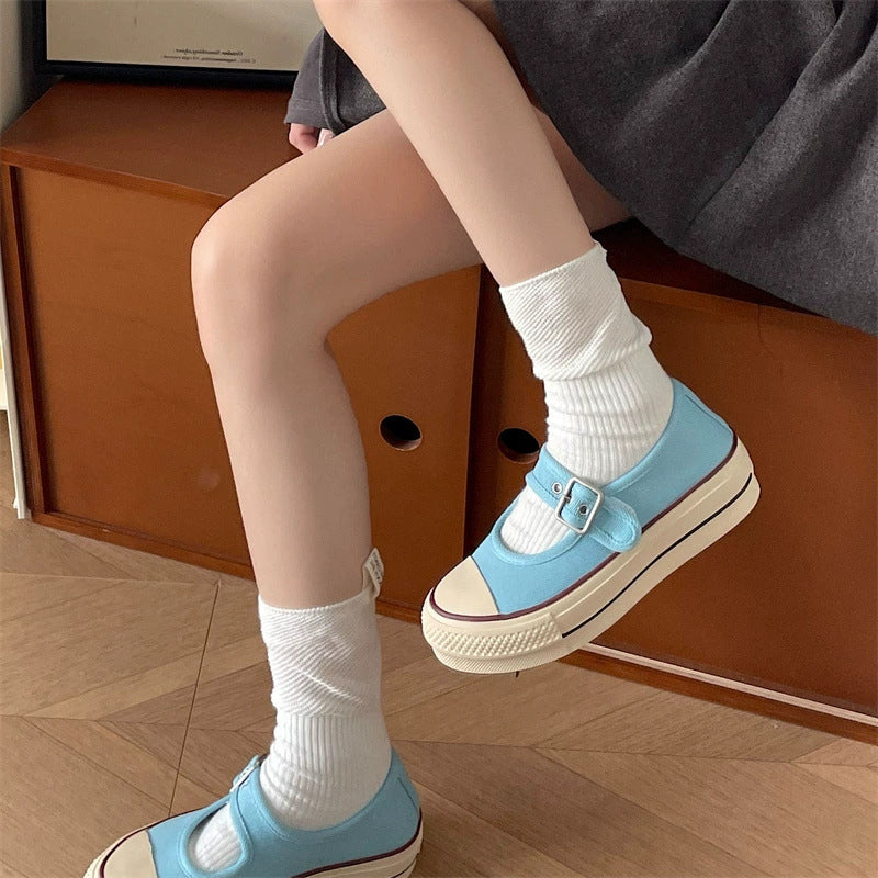 Damen Modische Mary Jane Schuhe mit verstellbarem Riemen und weicher Sohle EB
