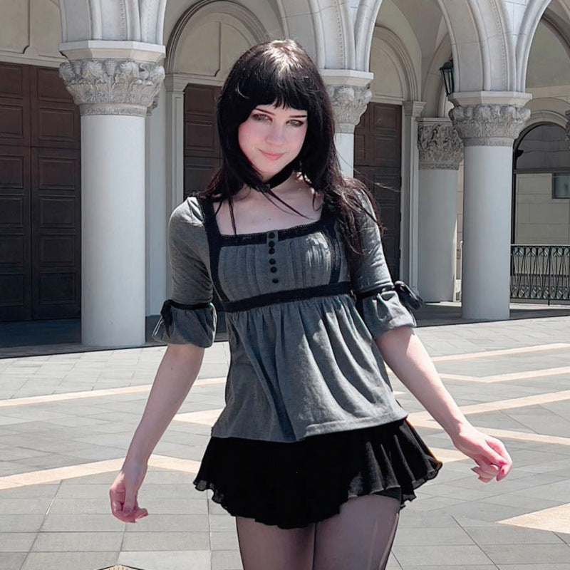 Damen Top mit Spitzenakzenten und lässigem Schnitt EB
