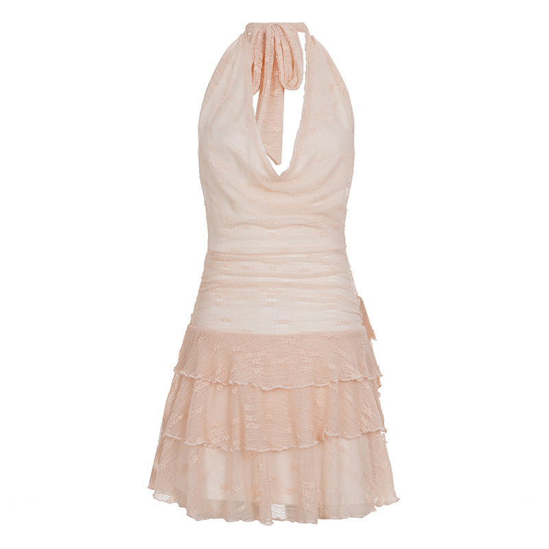 Damen Sommerliches Trägerkleid mit Raffungen und Rüschensaum EB