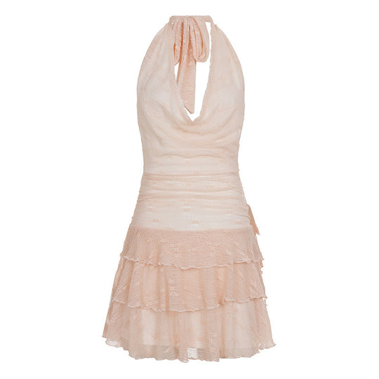 Damen Sommerliches Trägerkleid mit Raffungen und Rüschensaum EB