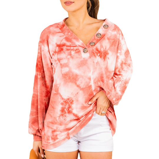 Damen lässiger Oversized-Pullover mit Knopfleiste EB