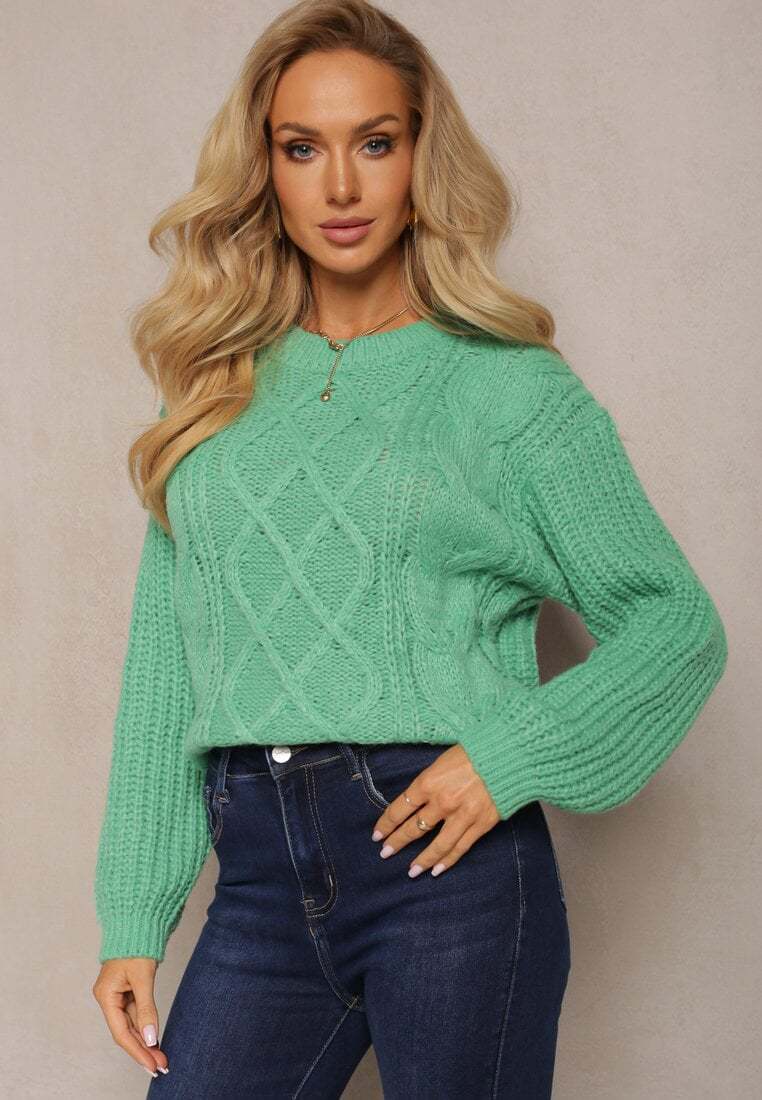 Damen lässiger Grobstrickpullover mit modernem Zopfdesign und gemütlichem Schnitt EB