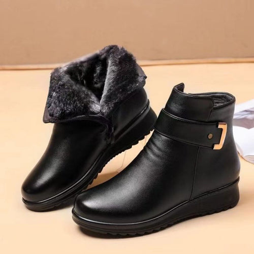 Damen Modische Stiefeletten mit Fleece-Futter und elegantem Schnallen-Detail EB