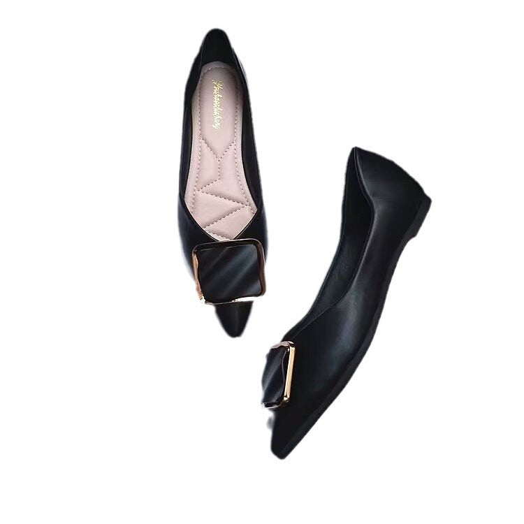 Damen Elegante Ballerinas mit modischer Schmuckschließe EB