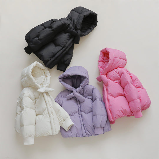 Damen Voluminöse Steppjacke mit Kapuze und hohem Kragen EB