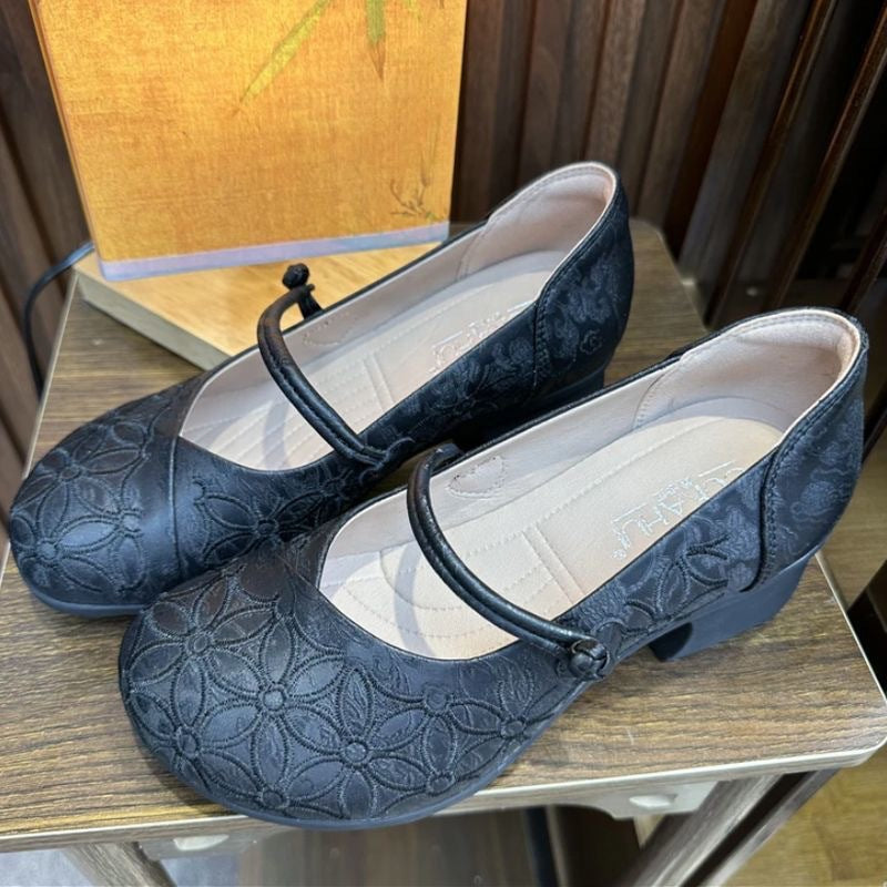 Damen Komfortable Ballerinas mit dekorativem Blumenmuster EB