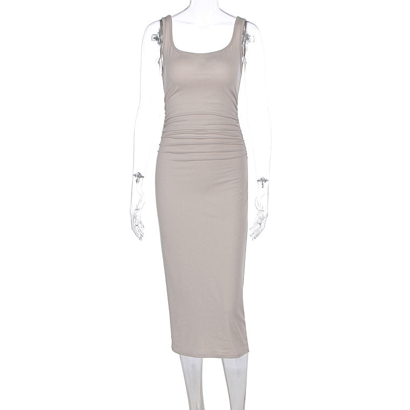 Damen Figurbetontes Midi-Kleid mit raffinierten Raffungselementen EB