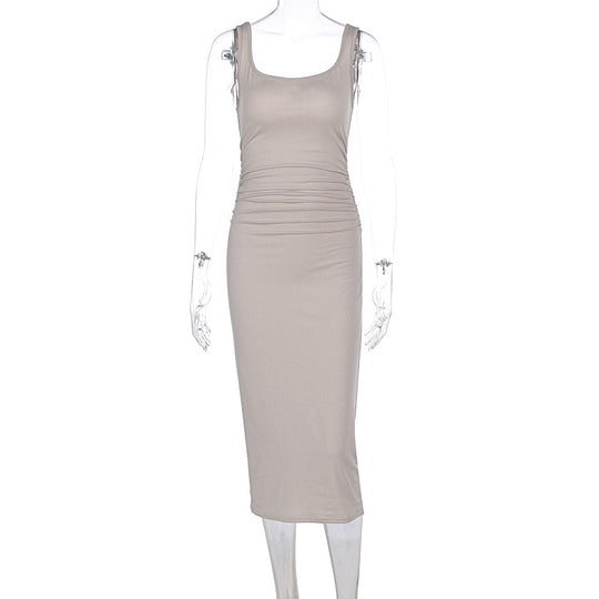 Damen Figurbetontes Midi-Kleid mit raffinierten Raffungselementen EB