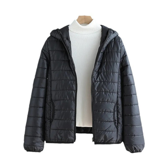 Damen gesteppte Übergangsjacke mit praktischen Taschen und Kapuze EB