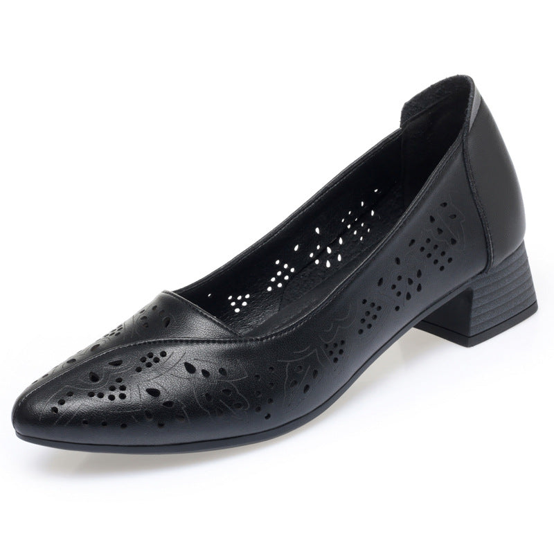 Damen Elegante Ballerina mit Luftdurchlässigem Design und Bequemem Blockabsatz EB