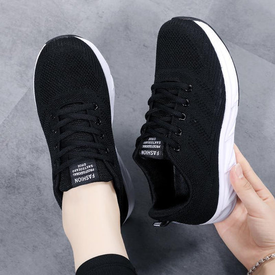 Damen nan leichtgewichtige atmungsaktive Strick-Laufschuhe mit viskoelastischer Einlegesohle und stoßdämpfender Zwischensohle EB