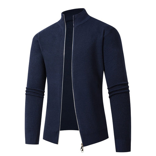 Herren modische Strickjacke mit hohem Kragen und Reißverschluss EB