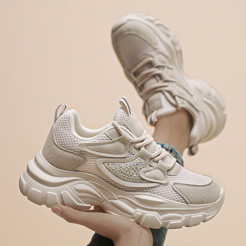 Damen Sportliche Sneakers mit Glitzerdetails und atmungsaktivem Obermaterial EB
