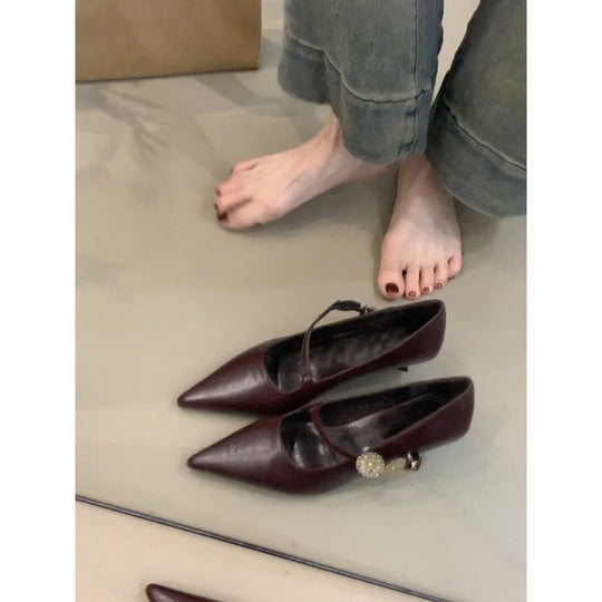 Damen elegante Mary Jane Pumps mit modischen Strassakzenten EB