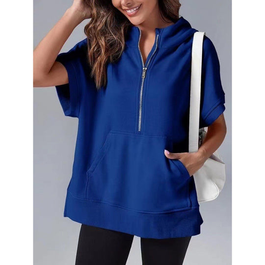 Damen Lässiger Kapuzenpullover mit Reißverschluss und praktischen Taschen EB
