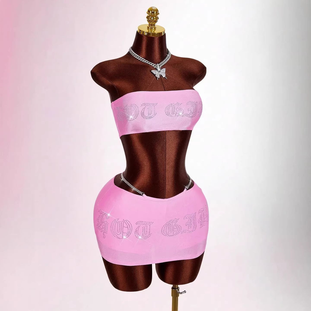 Damen Bandeau Top mit funkelndem Schriftzug EB