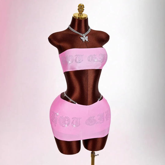 Damen Bandeau Top mit funkelndem Schriftzug EB