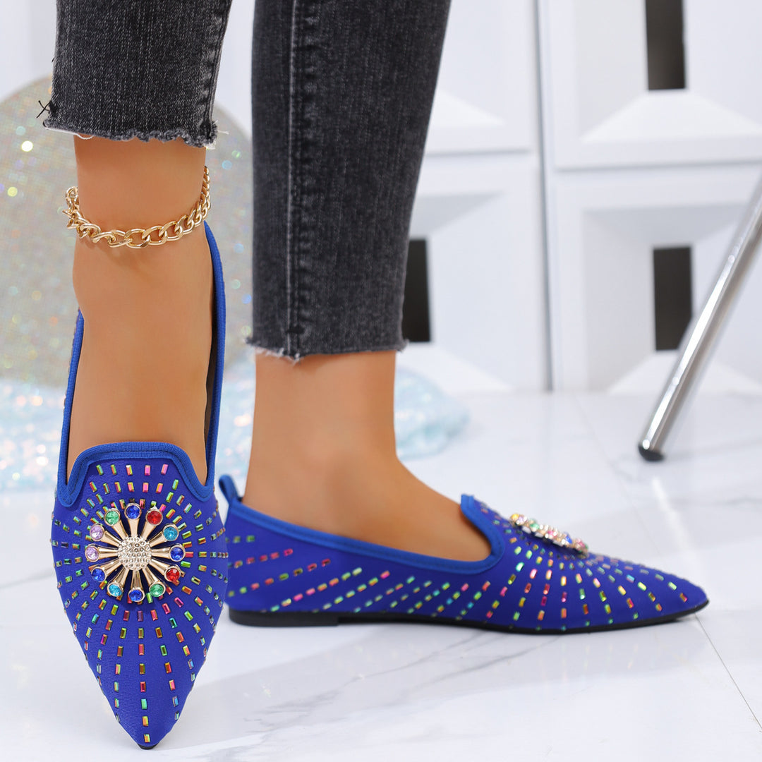 Damen flache Ballerinas mit funkelnder Applikation und modischem Design EB