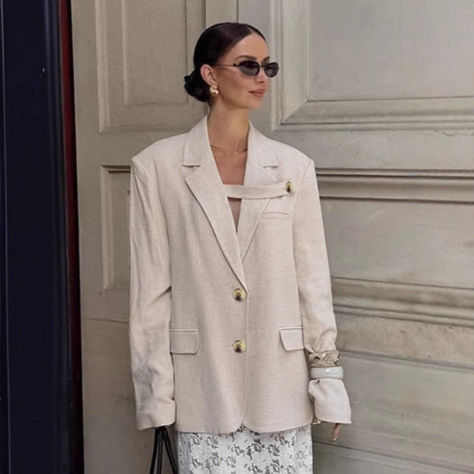 Damen Eleganter Oversized Blazer mit einzigartigem Detail EB