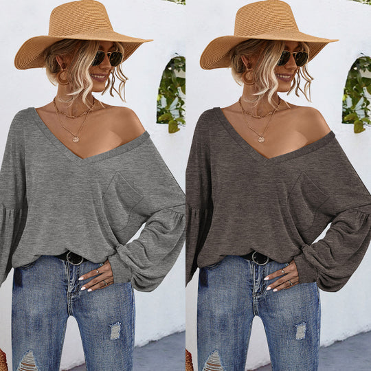 Damen Off-Shoulder Bluse mit voluminösen Ärmeln und modernem Schnitt EB