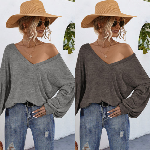 Damen Off-Shoulder Bluse mit voluminösen Ärmeln und modernem Schnitt EB