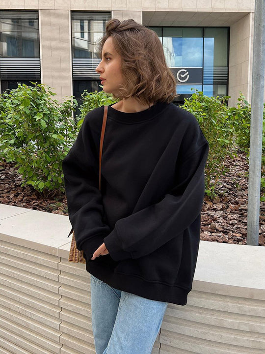 Damen Oversized Sweatshirt im lässigen Stil mit übergroßen Ärmeln und elastischen Bündchen EB