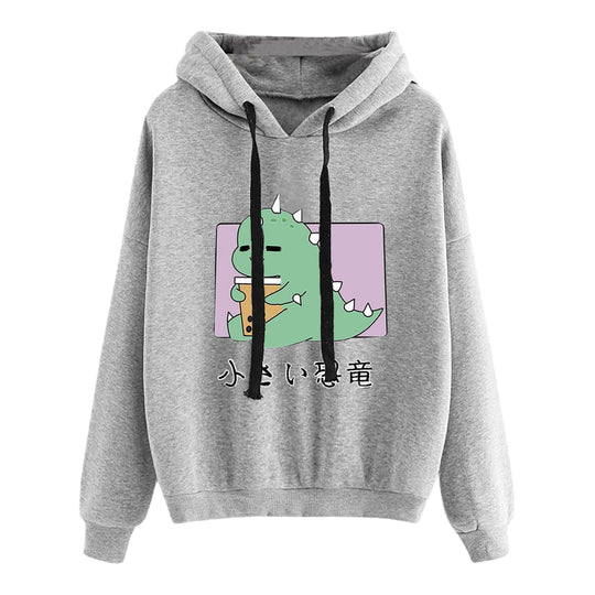 Damen nan kurz geschnittener Cropped-Kapuzenpullover mit niedlicher Frosch-Illustration und verstellbarer Kapuze EB