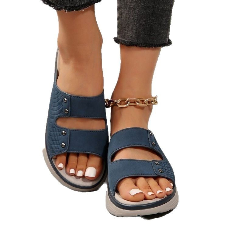 Damen Komfortable Plateau-Sandalen mit dekorativen Nieten EB